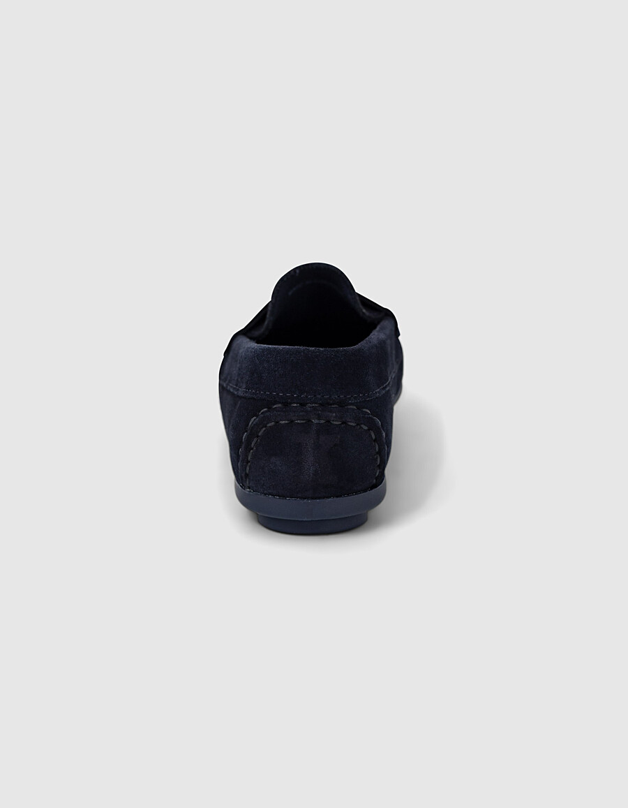 mocassini in pelle scamosciata blu navy per ragazzi