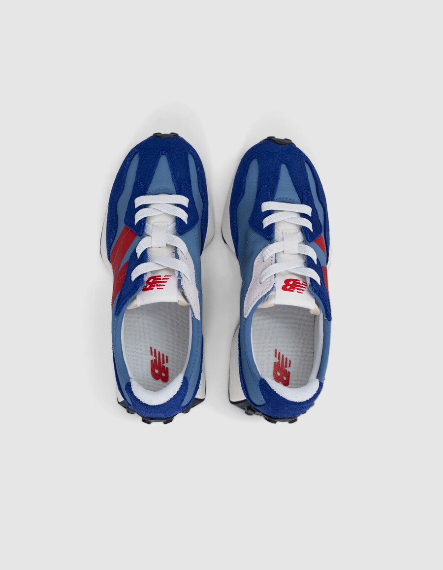 scarpe da ginnastica new balance 327 blu e rosse da ragazzo