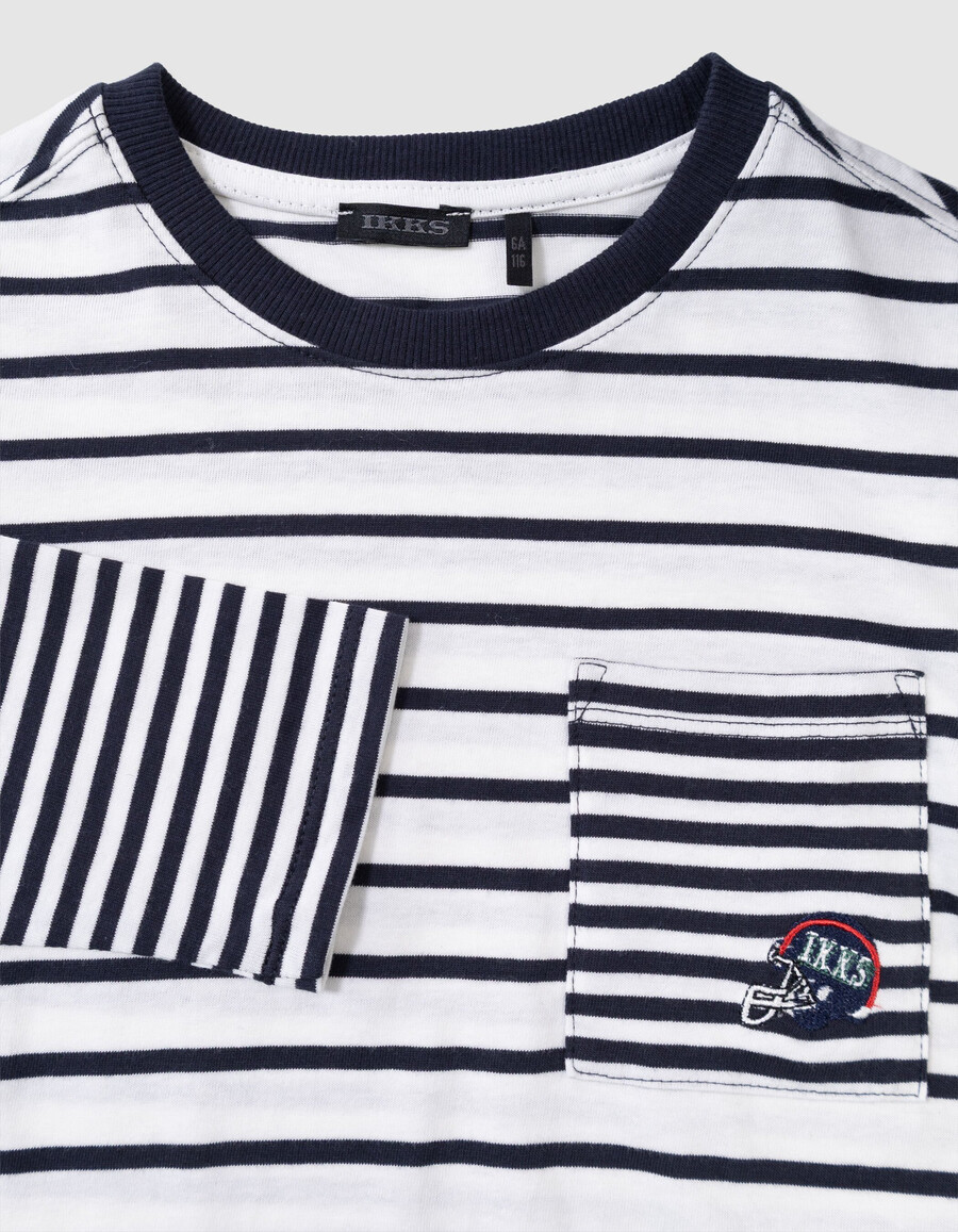 t-shirt da marinaio in cotone biologico per bambini maniche trompe loeil