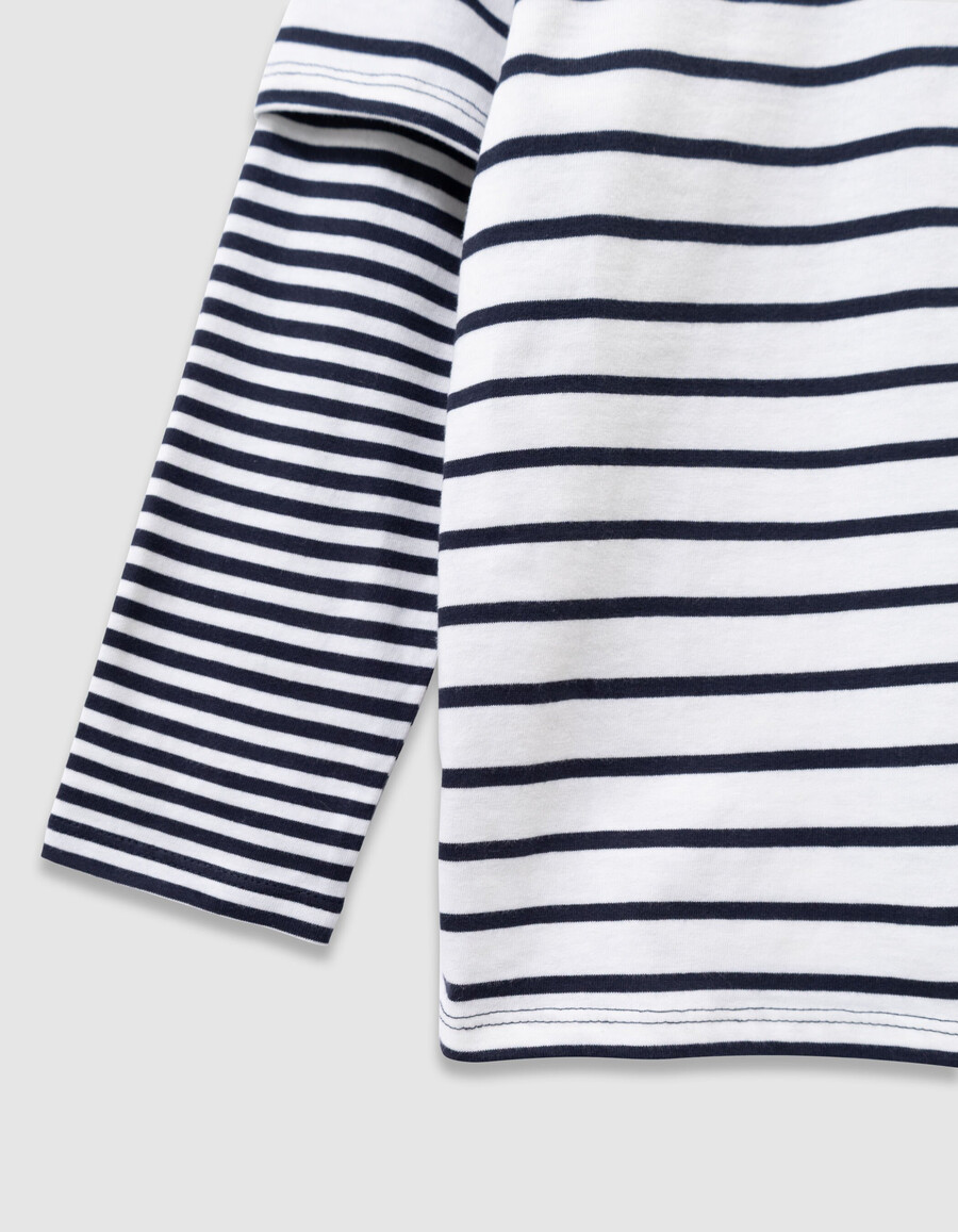 t-shirt da marinaio in cotone biologico per bambini maniche trompe loeil