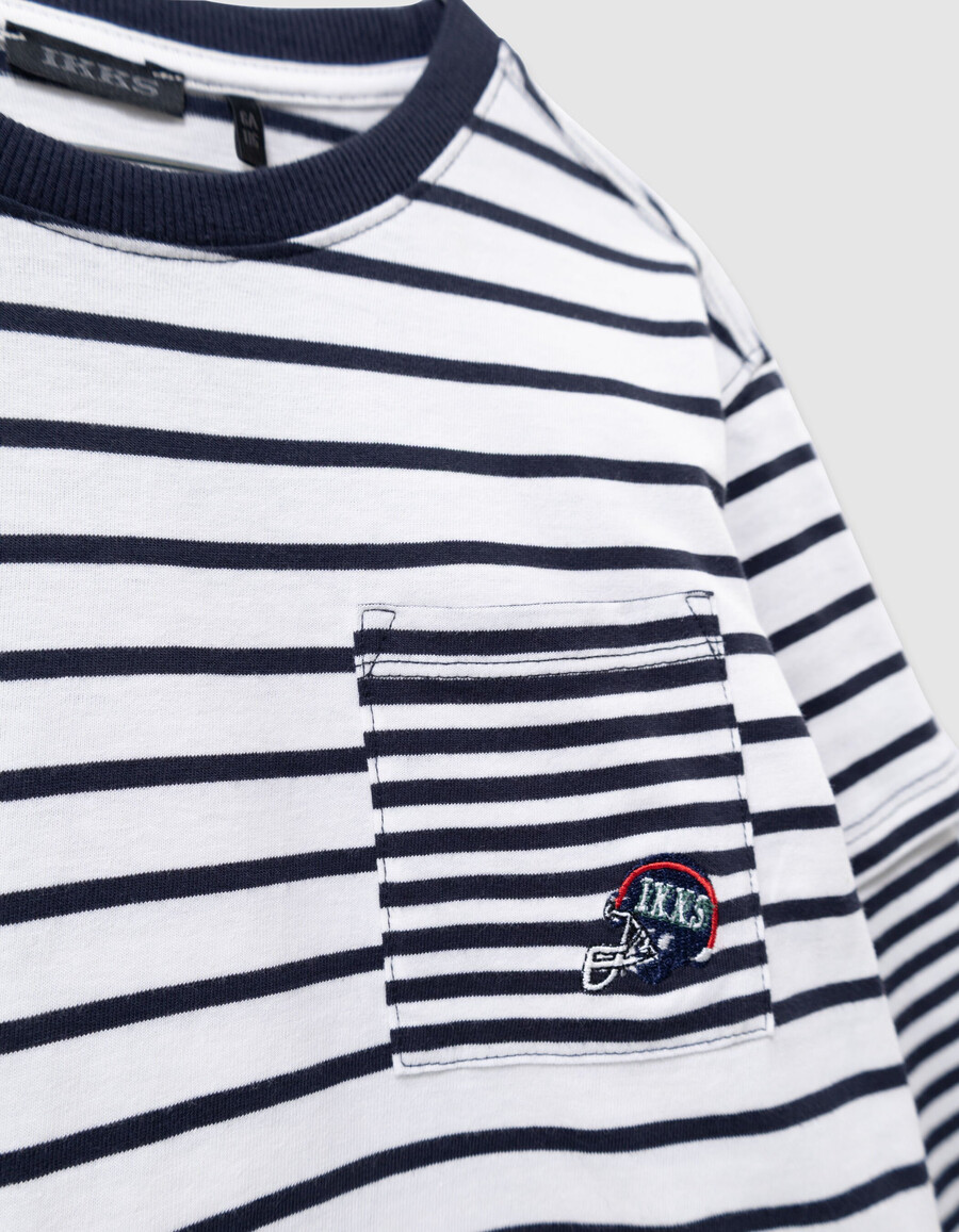 t-shirt da marinaio in cotone biologico per bambini maniche trompe loeil