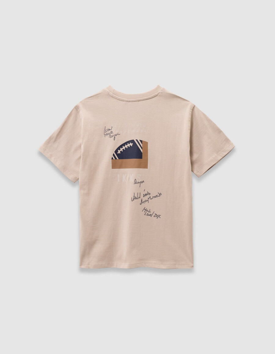 t-shirt beige in cotone biologico per bambini tasca immagine posteriore xl