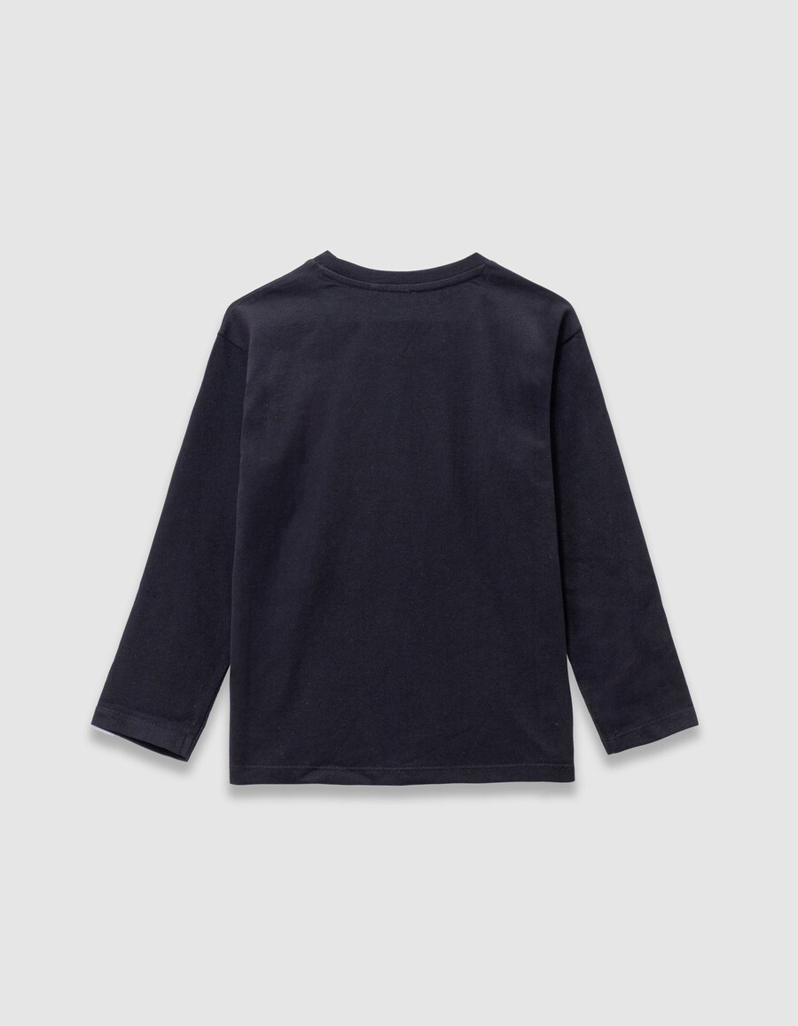 t-shirt nera in cotone biologico per bambini con immagine di furgone stampata