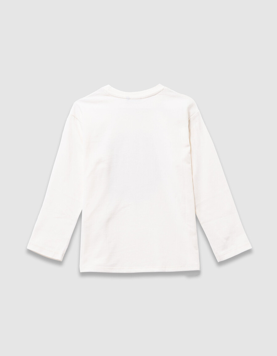 t-shirt bianca in cotone biologico per bambini con immagine di furgone stampata