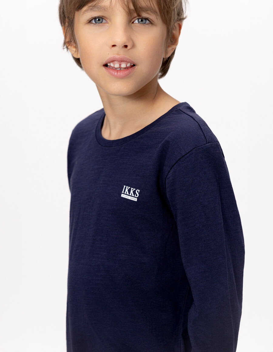 maglietta essential in cotone biologico blu navy per bambini