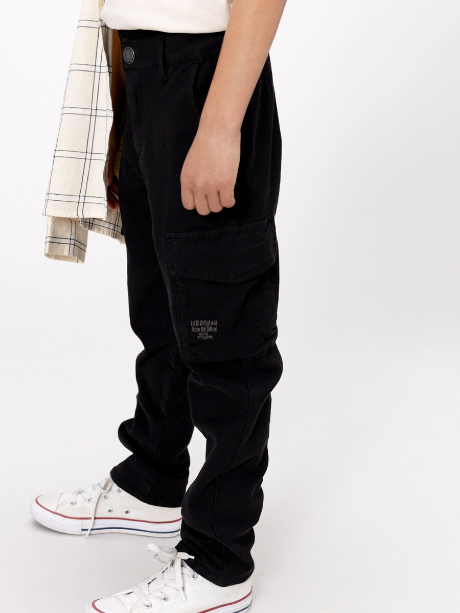 pantaloni dritti stile cargo neri da ragazzo