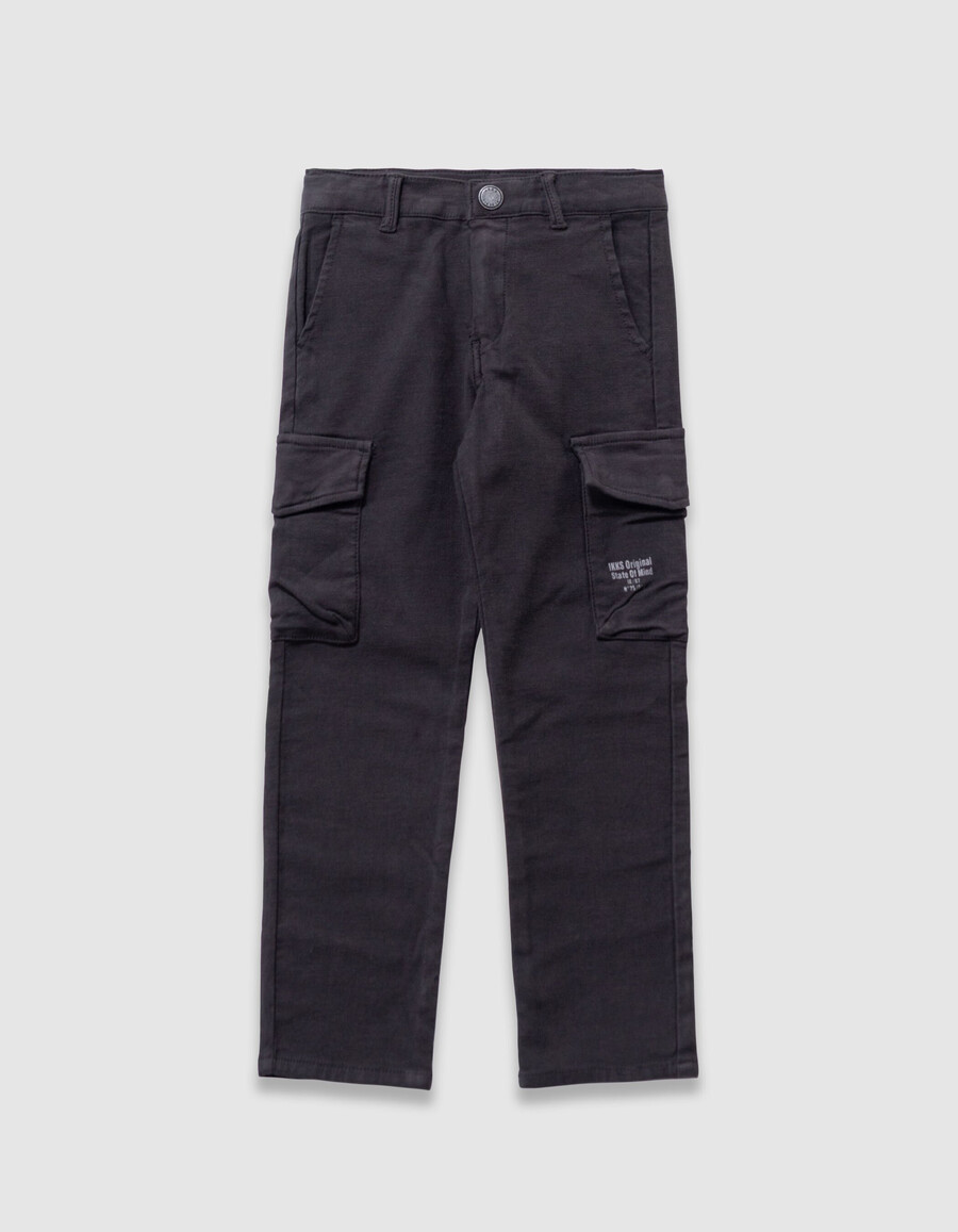 pantaloni dritti stile cargo neri da ragazzo