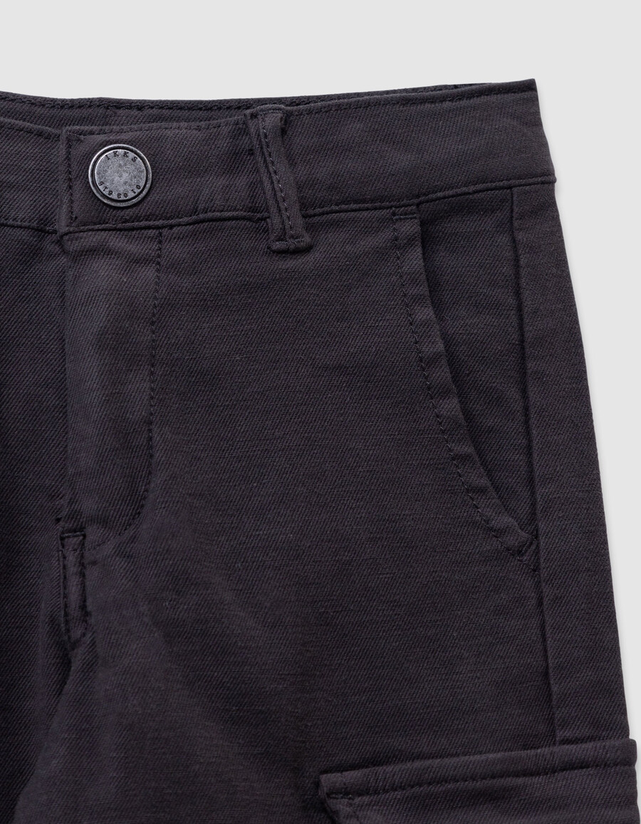 pantaloni dritti stile cargo neri da ragazzo