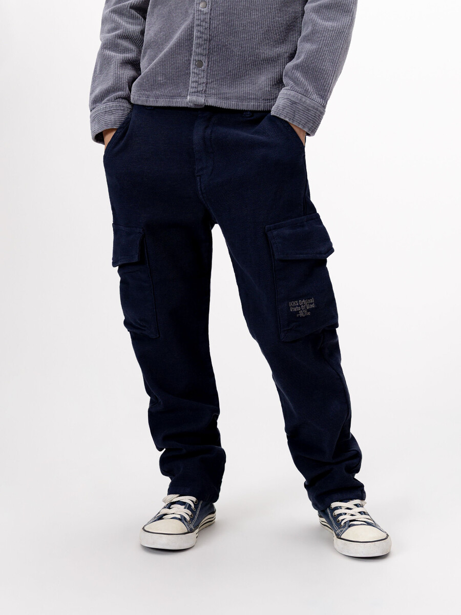 pantaloni dritti stile cargo blu navy per ragazzi