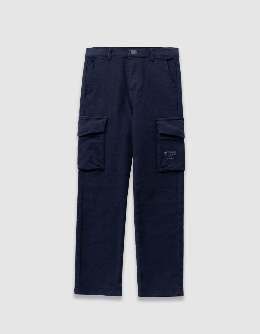 pantaloni dritti stile cargo blu navy per ragazzi