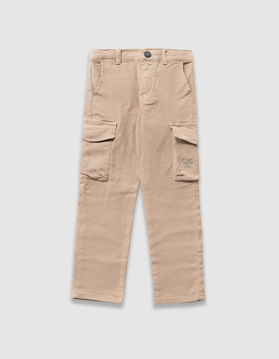 pantaloni dritti stile cargo beige da bambino