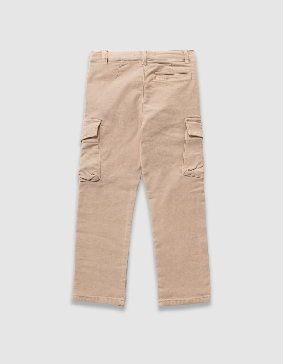 pantaloni dritti stile cargo beige da bambino