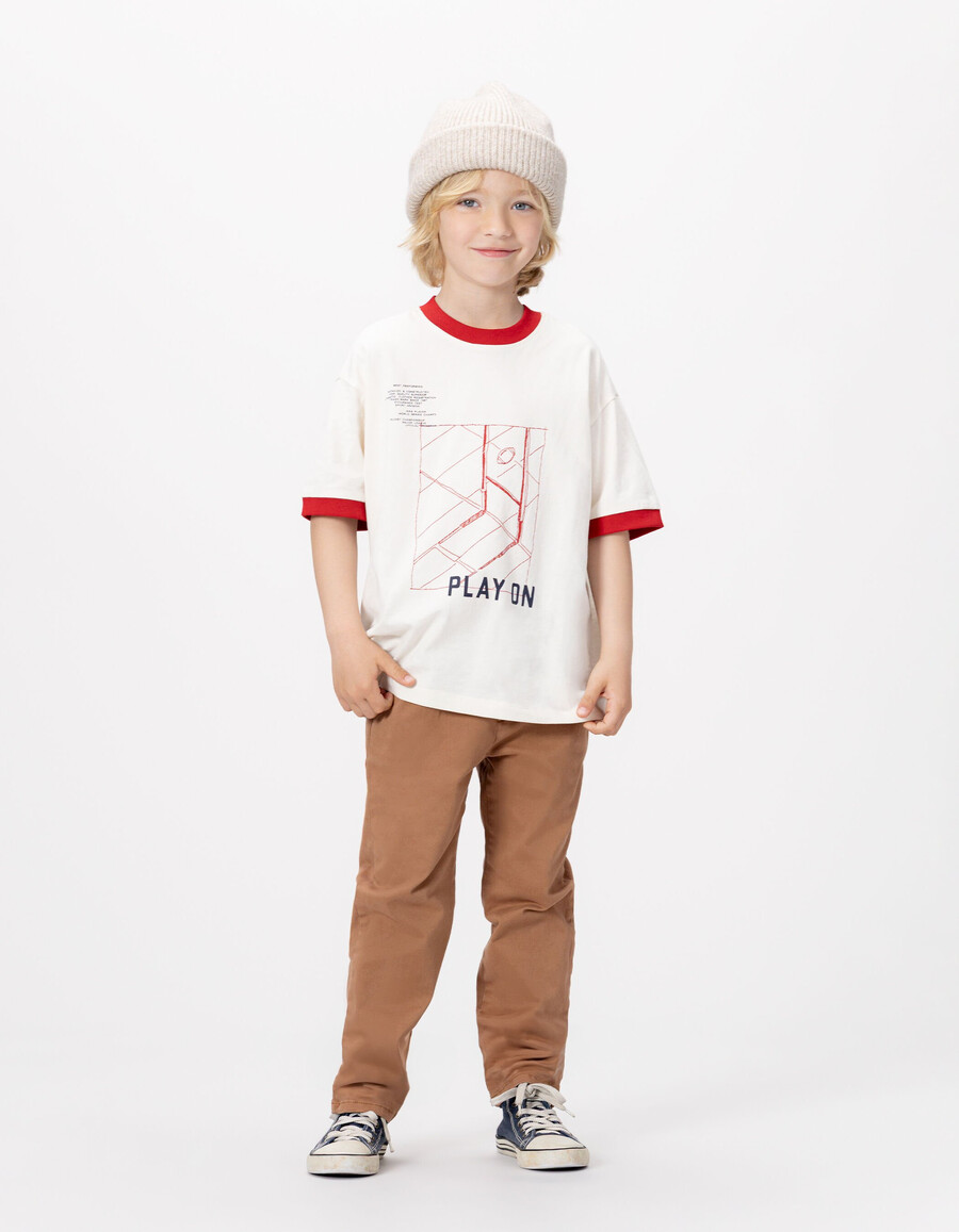 pantaloni chino larghi marrone chiaro da ragazzo