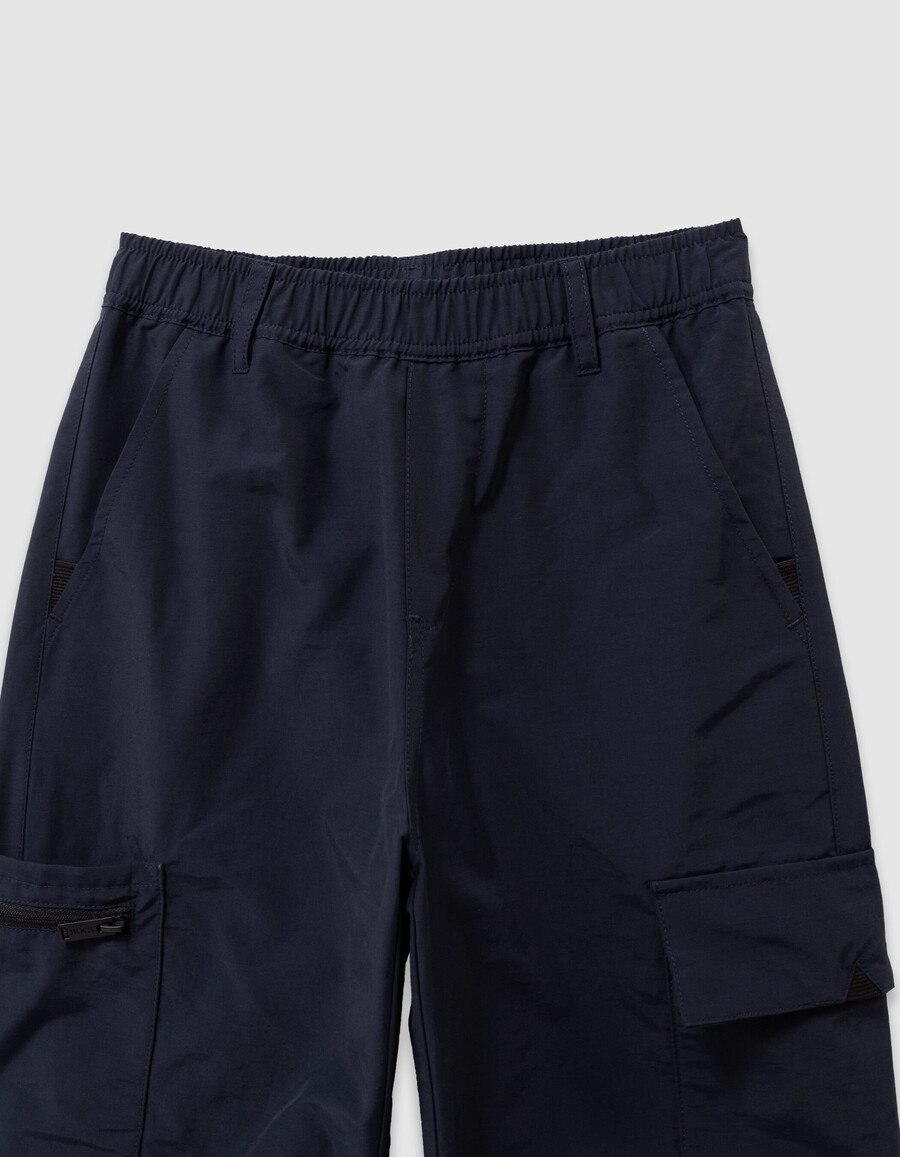 pantaloni da jogging in nylon blu navy stile cargo per ragazzi