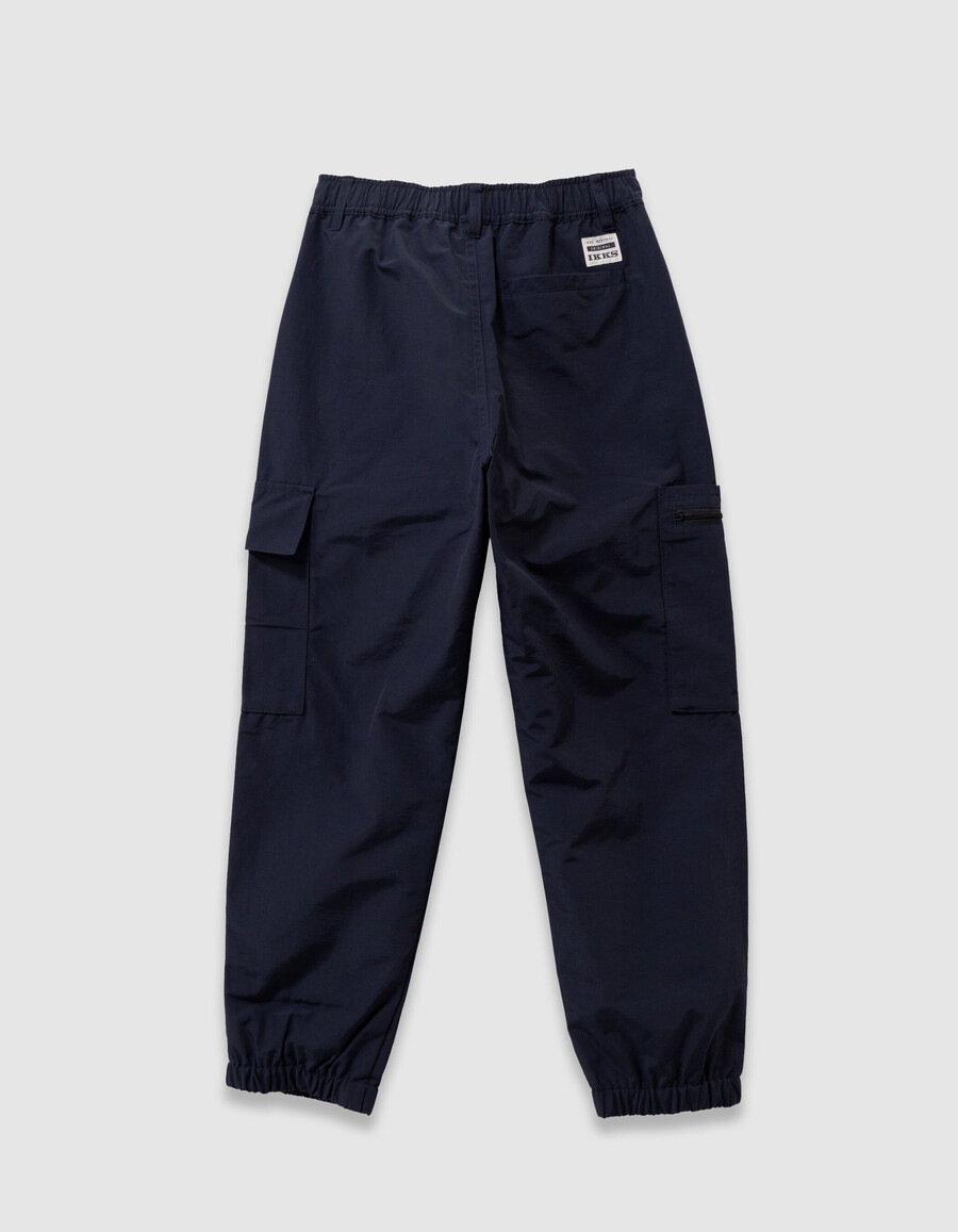 pantaloni da jogging in nylon blu navy stile cargo per ragazzi