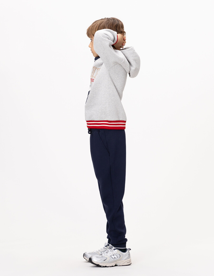 pantaloni da jogging blu navy da bambino con coulisse con lettere