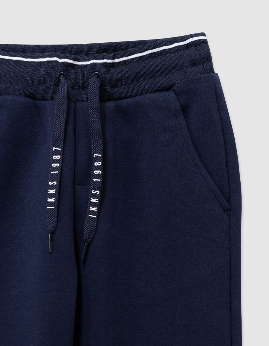 pantaloni da jogging blu navy da bambino con coulisse con lettere