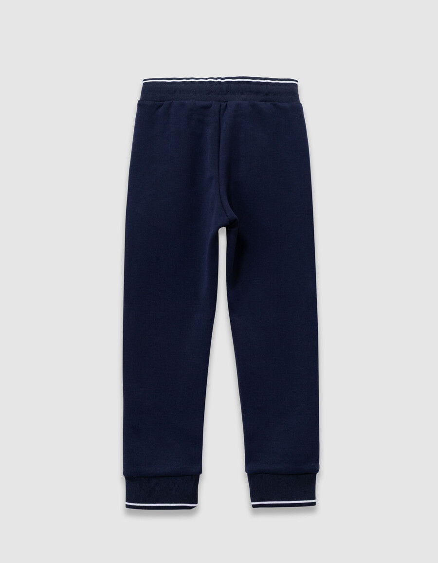 pantaloni da jogging blu navy da bambino con coulisse con lettere