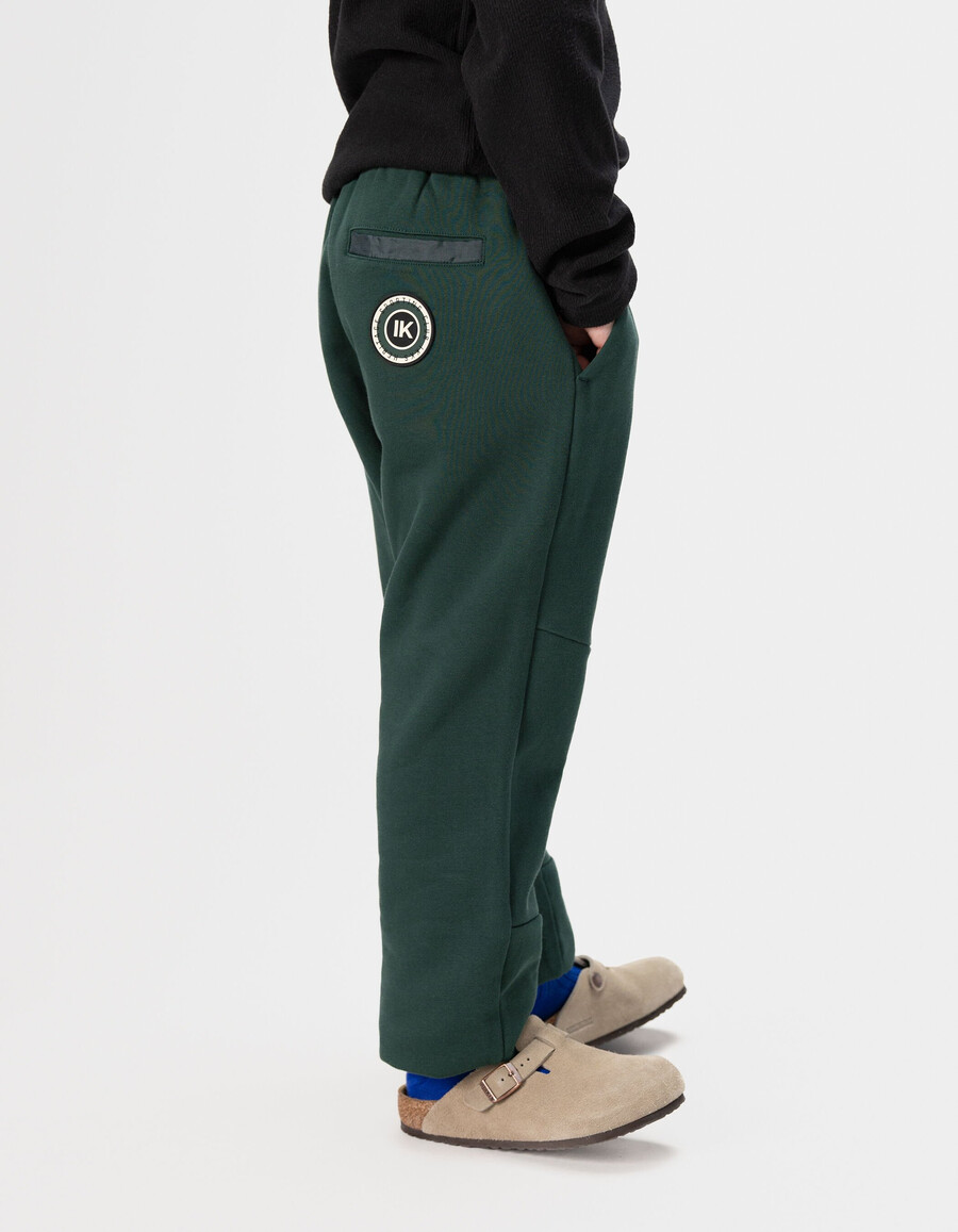 pantaloni da jogging verdi da bambino con tasca in tessuto misto