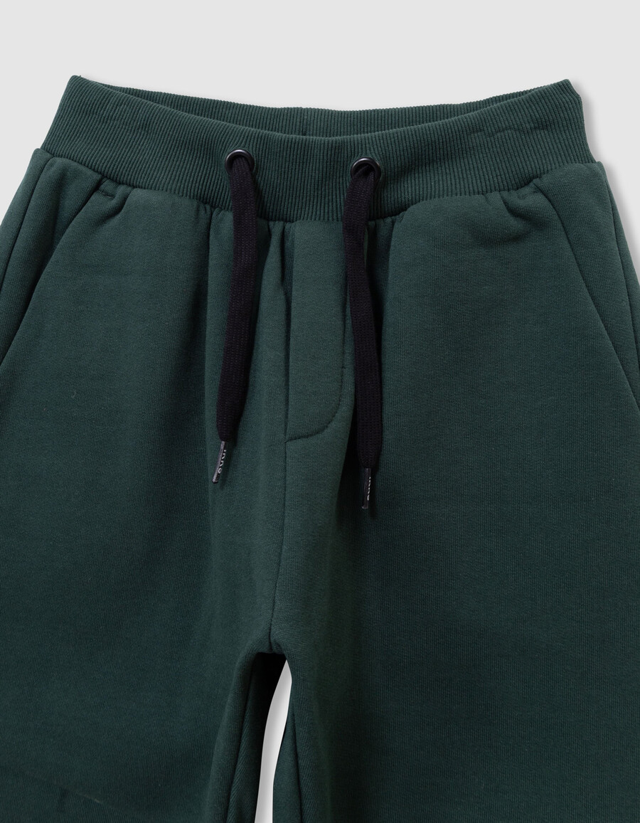 pantaloni da jogging verdi da bambino con tasca in tessuto misto