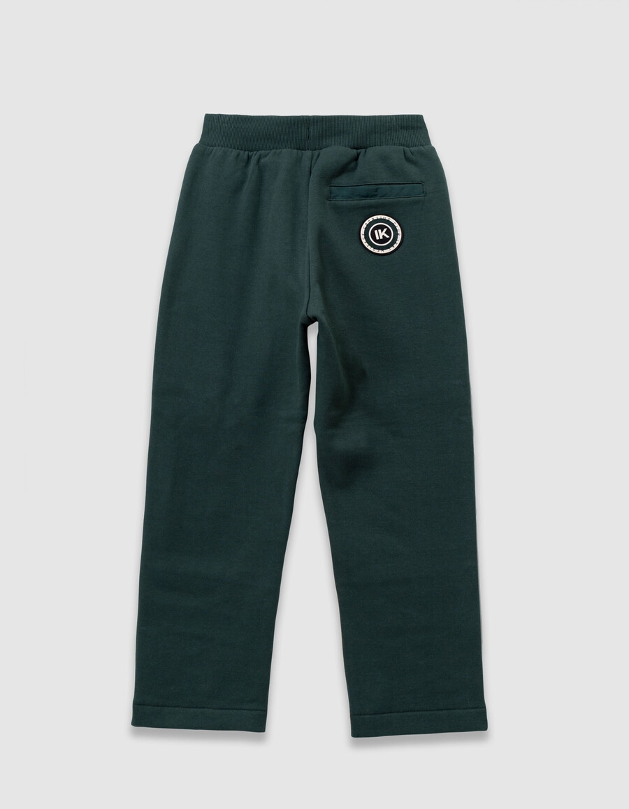 pantaloni da jogging verdi da bambino con tasca in tessuto misto