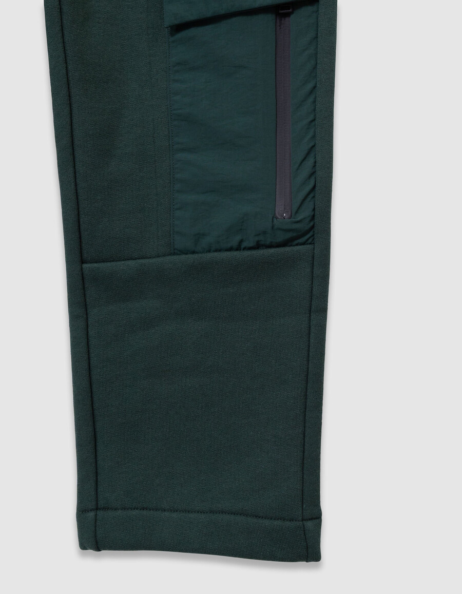 pantaloni da jogging verdi da bambino con tasca in tessuto misto