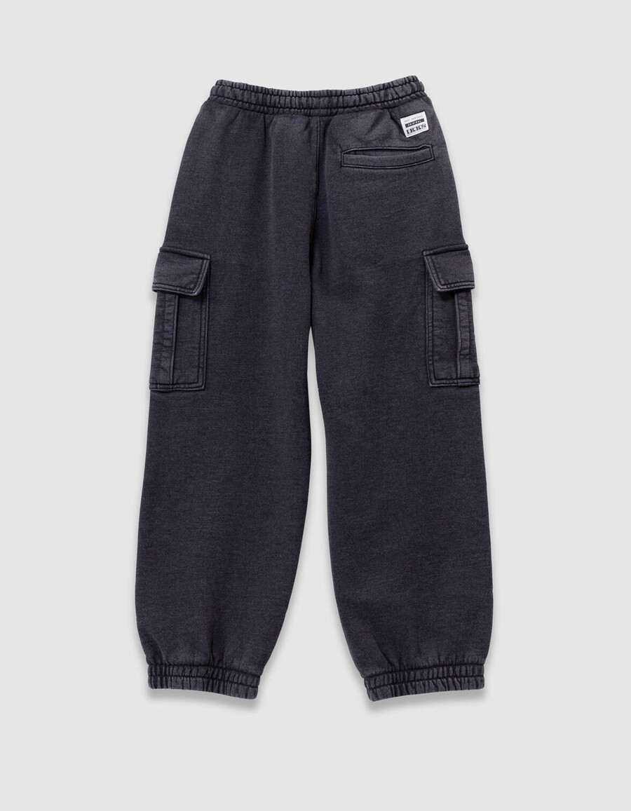 pantaloni da jogging stile cargo neri sbiaditi per ragazzi