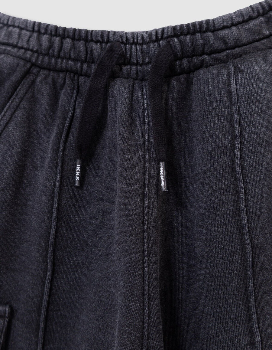 pantaloni da jogging stile cargo neri sbiaditi per ragazzi