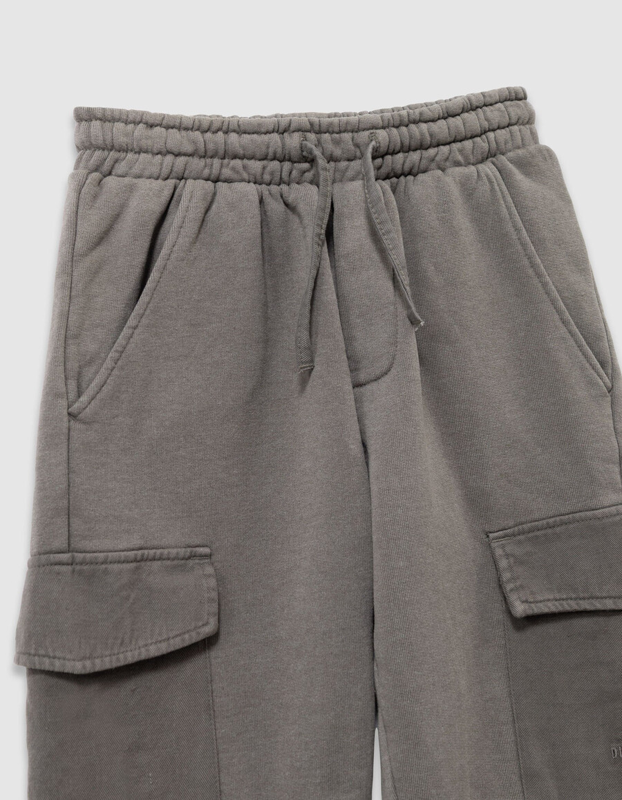 pantaloni da jogging stile cargo in cotone biologico color cachi per ragazzi