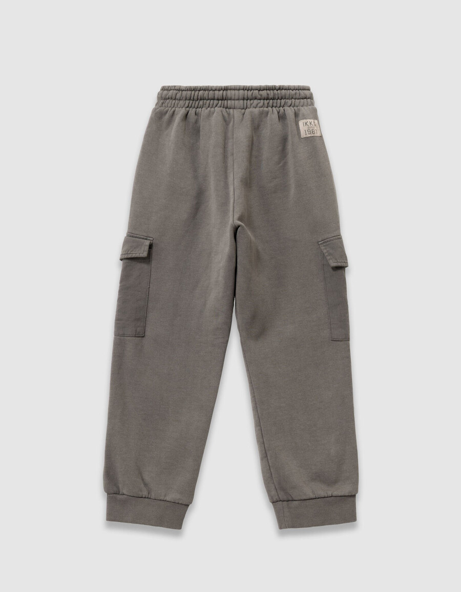 pantaloni da jogging stile cargo in cotone biologico color cachi per ragazzi