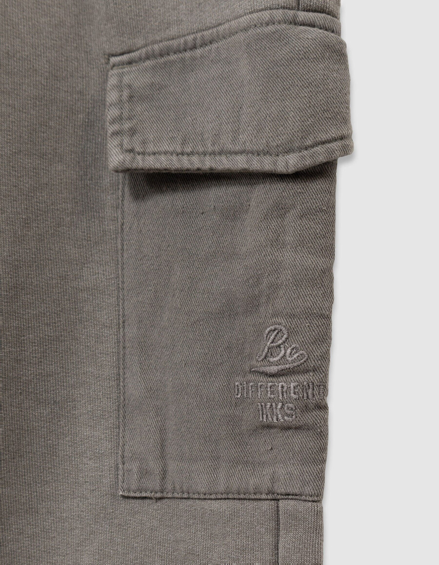 pantaloni da jogging stile cargo in cotone biologico color cachi per ragazzi