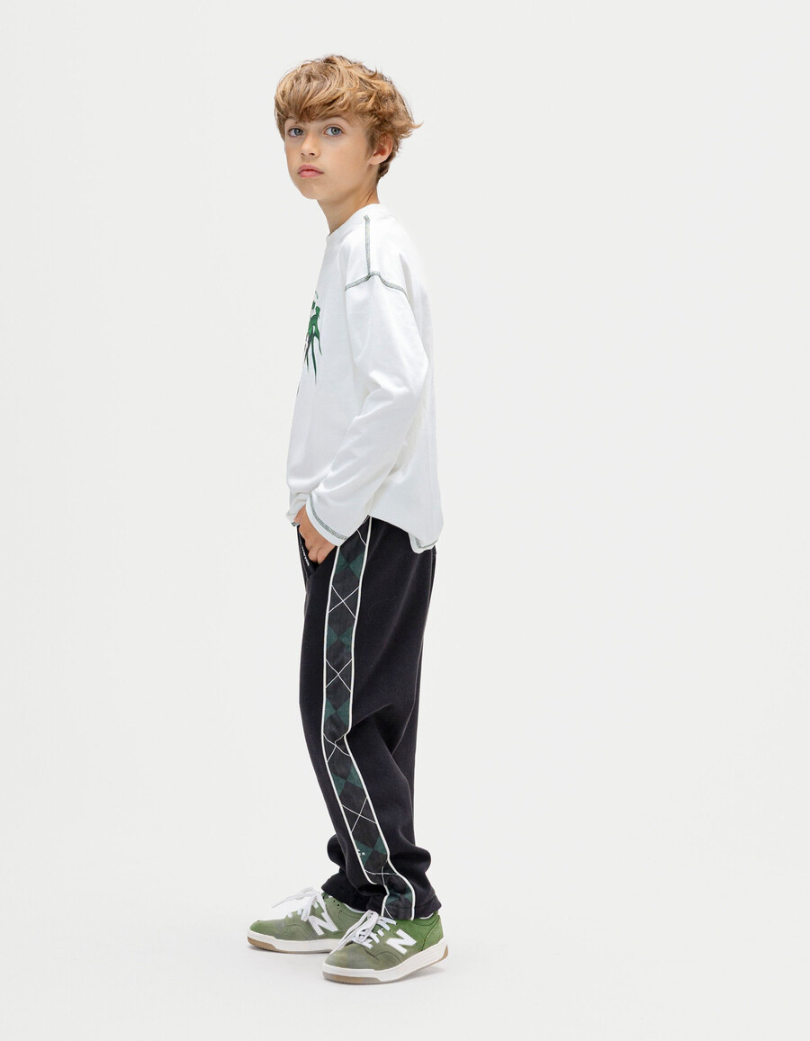 pantaloni verdi di harry potter per bambini con lati a quadri