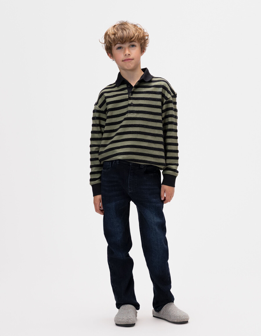 jeans dritti blu grezzo da ragazzo