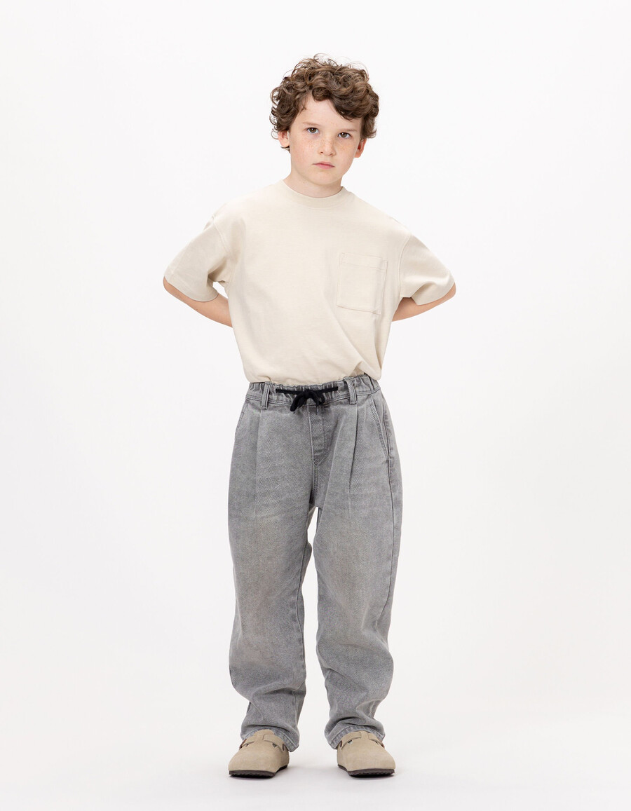 jeans larghi grigi da ragazzo con vita elasticizzata