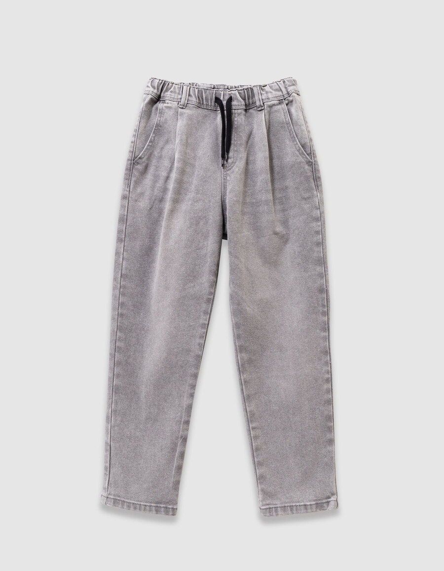 jeans larghi grigi da ragazzo con vita elasticizzata