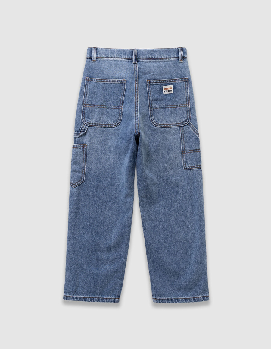 jeans larghi blu da ragazzo con tasca da carpentiere