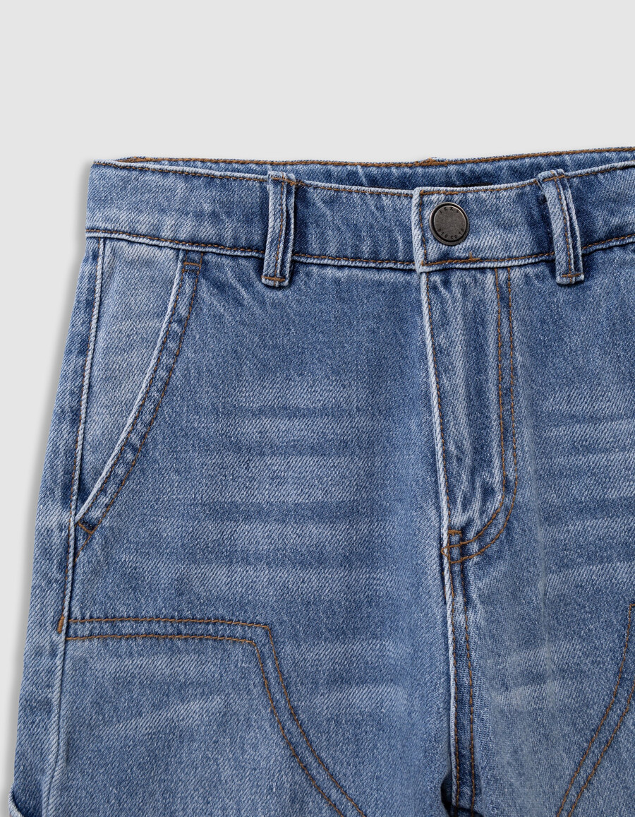 jeans larghi blu da ragazzo con tasca da carpentiere