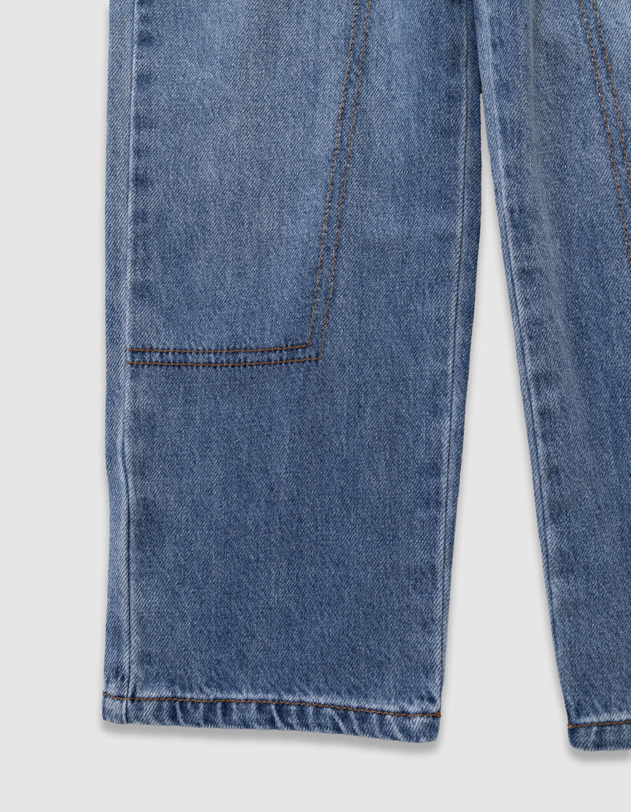 jeans larghi blu da ragazzo con tasca da carpentiere