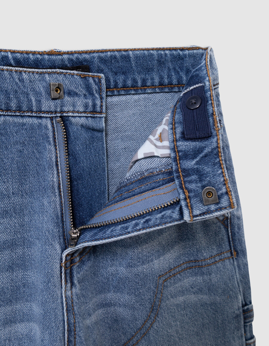 jeans larghi blu da ragazzo con tasca da carpentiere