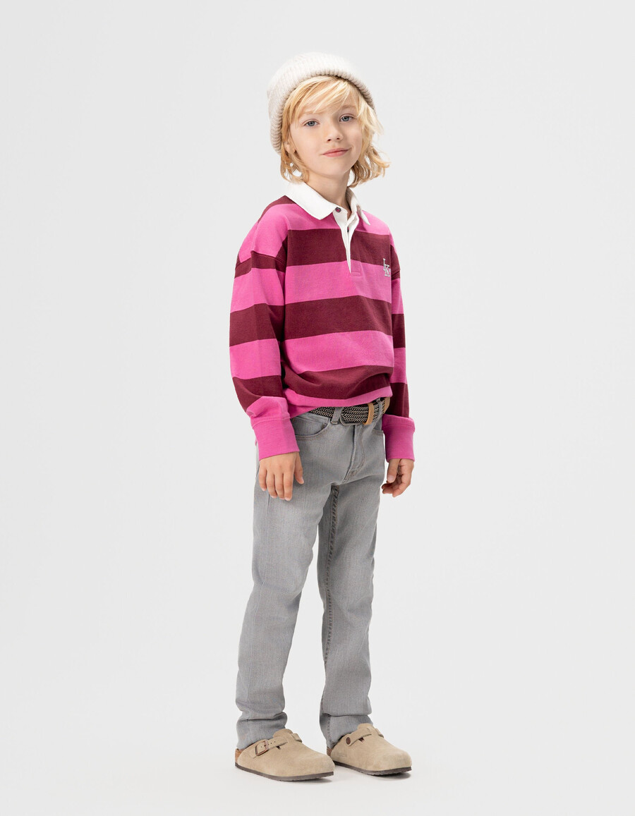 jeans slim grigi da ragazzo con cintura intrecciata