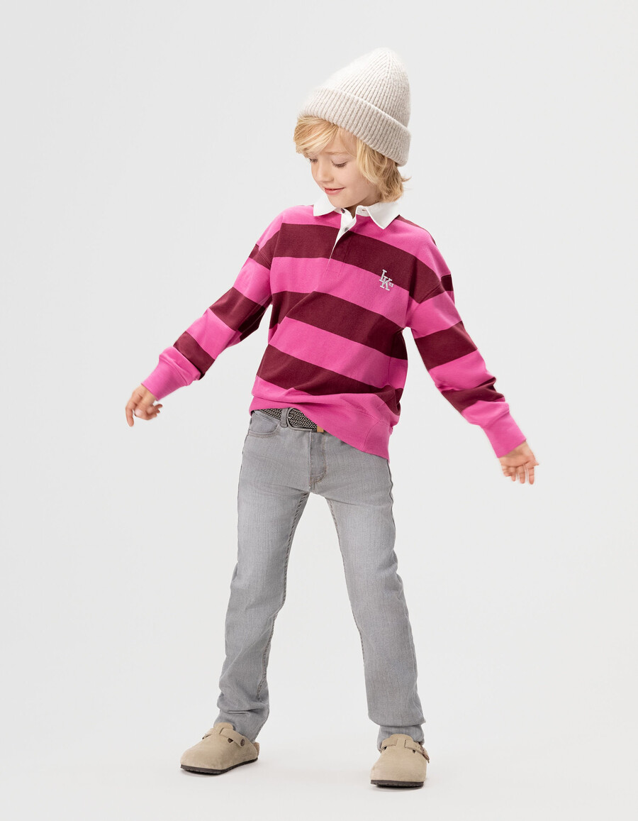 jeans slim grigi da ragazzo con cintura intrecciata