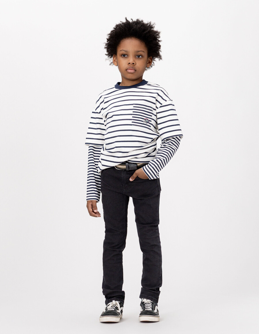 jeans slim neri da ragazzo con cintura intrecciata rimovibile