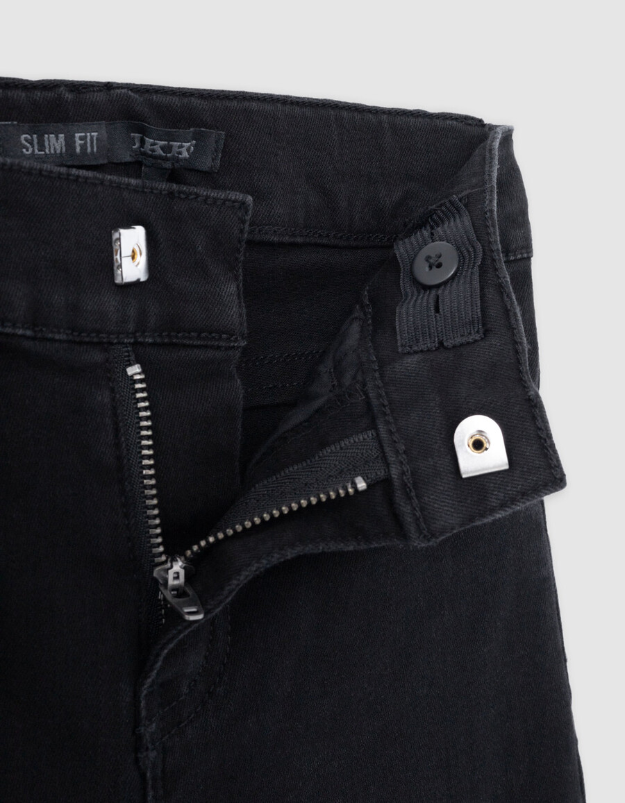jeans slim neri da ragazzo con cintura intrecciata rimovibile