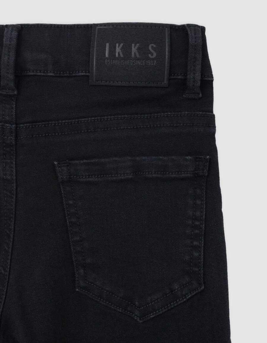 jeans slim neri da ragazzo con cintura intrecciata rimovibile