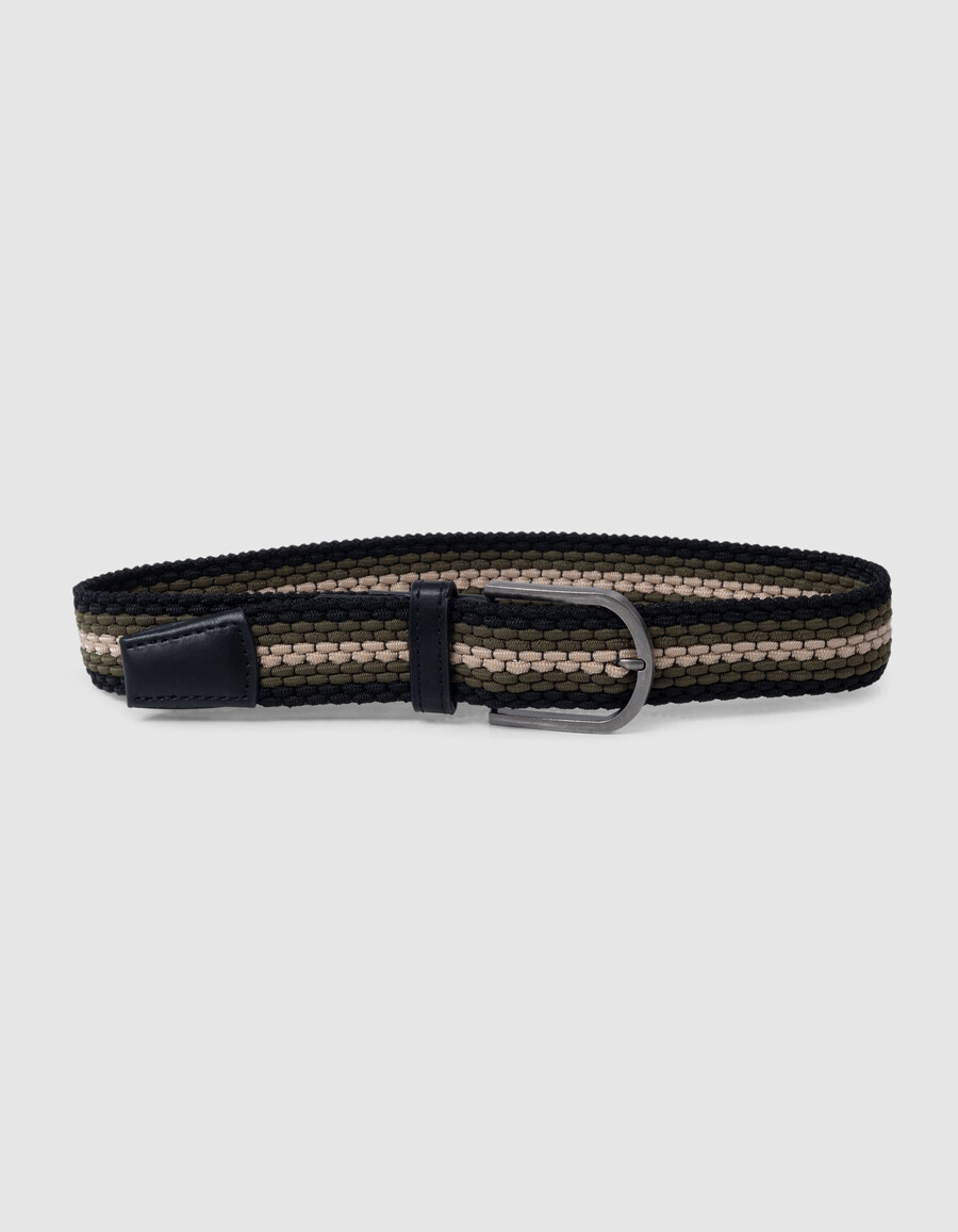 jeans slim neri da ragazzo con cintura intrecciata rimovibile