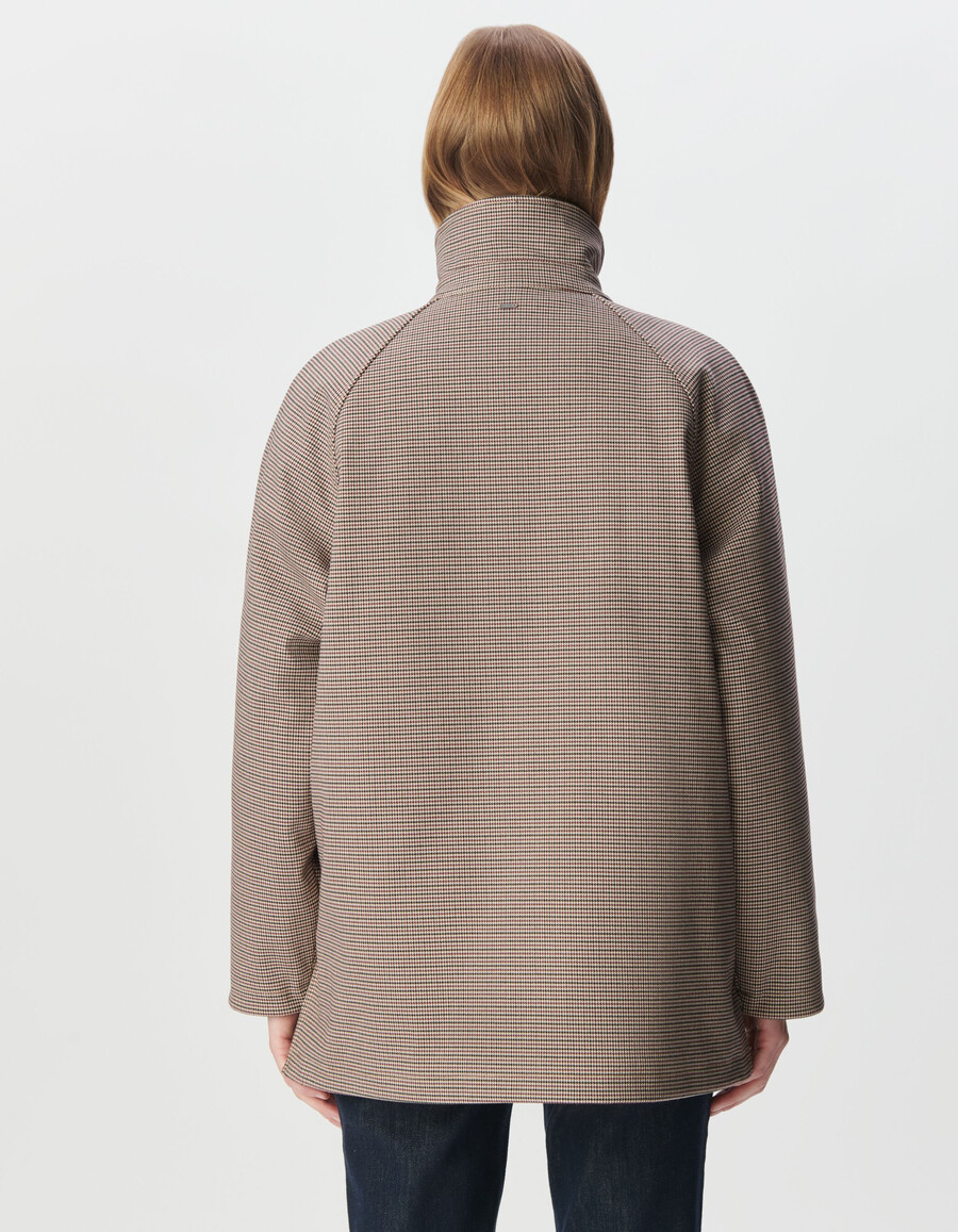 parka da donna in velluto e pied de poule bordeaux