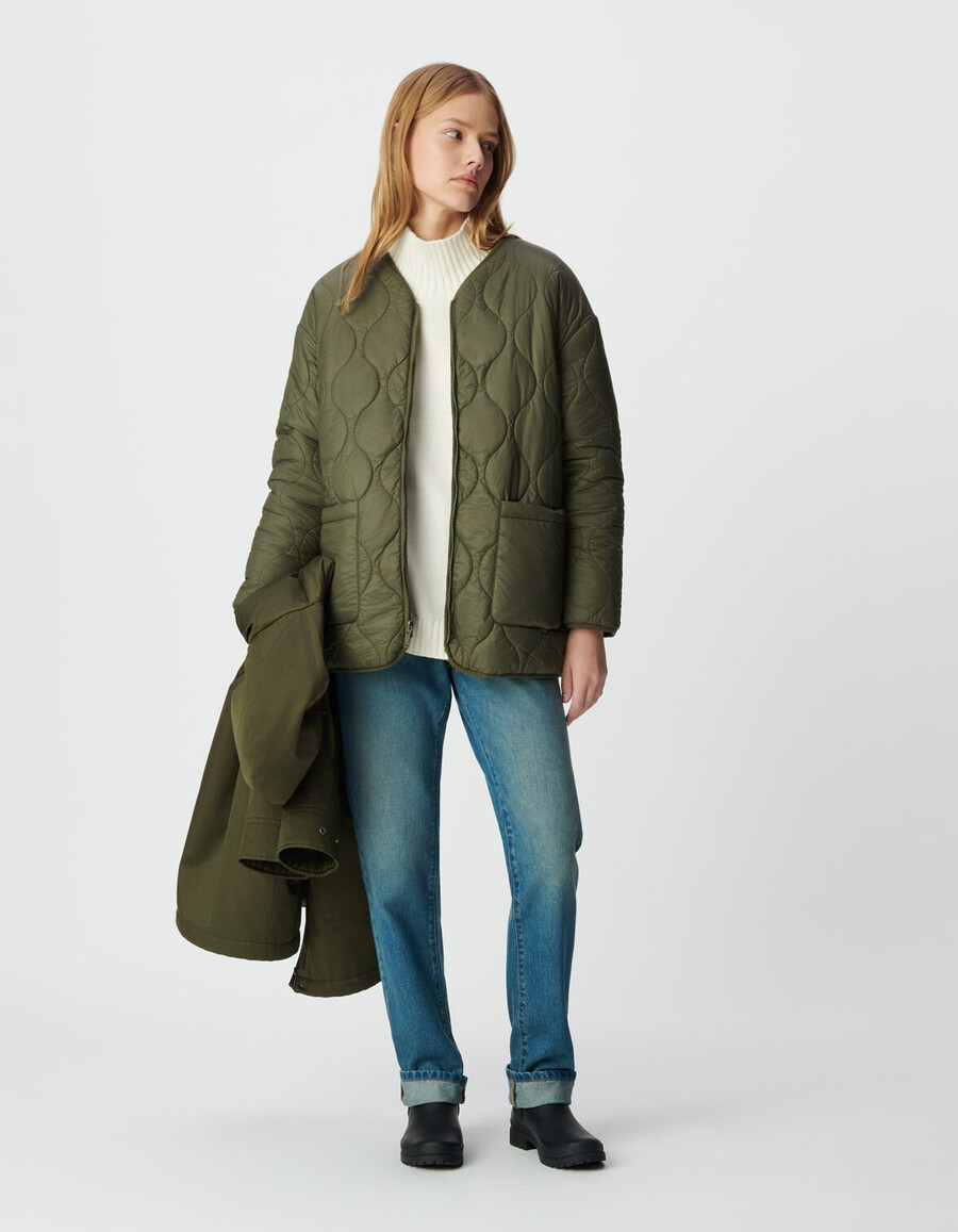 parka 3 in 1 e giacca imbottita reversibile color cachi da donna