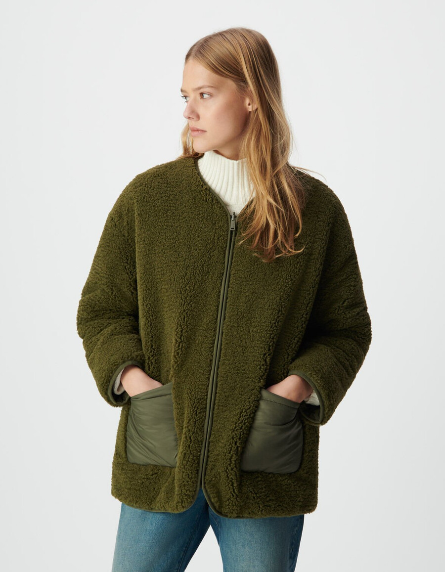 parka 3 in 1 e giacca imbottita reversibile color cachi da donna