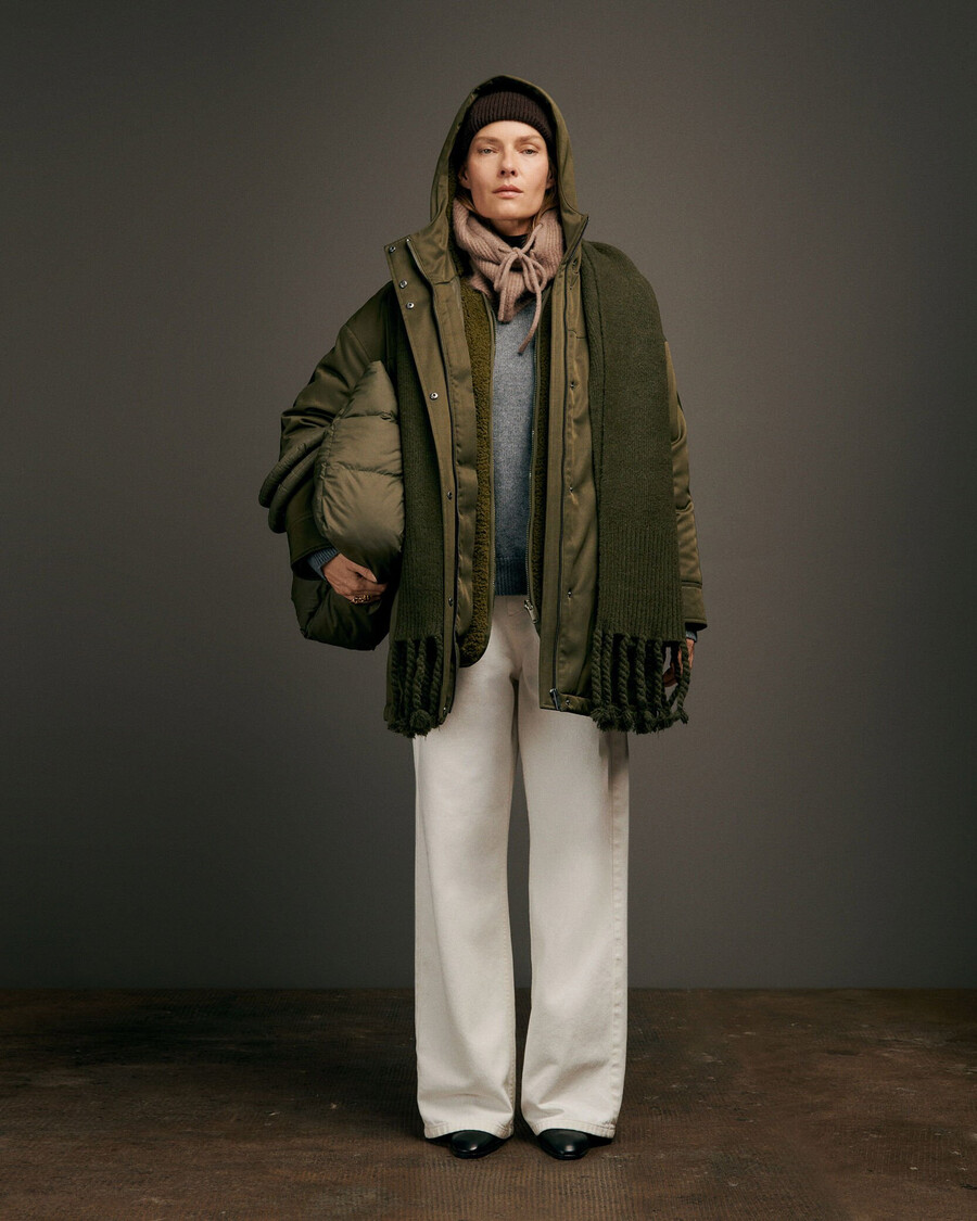 parka 3 in 1 e giacca imbottita reversibile color cachi da donna
