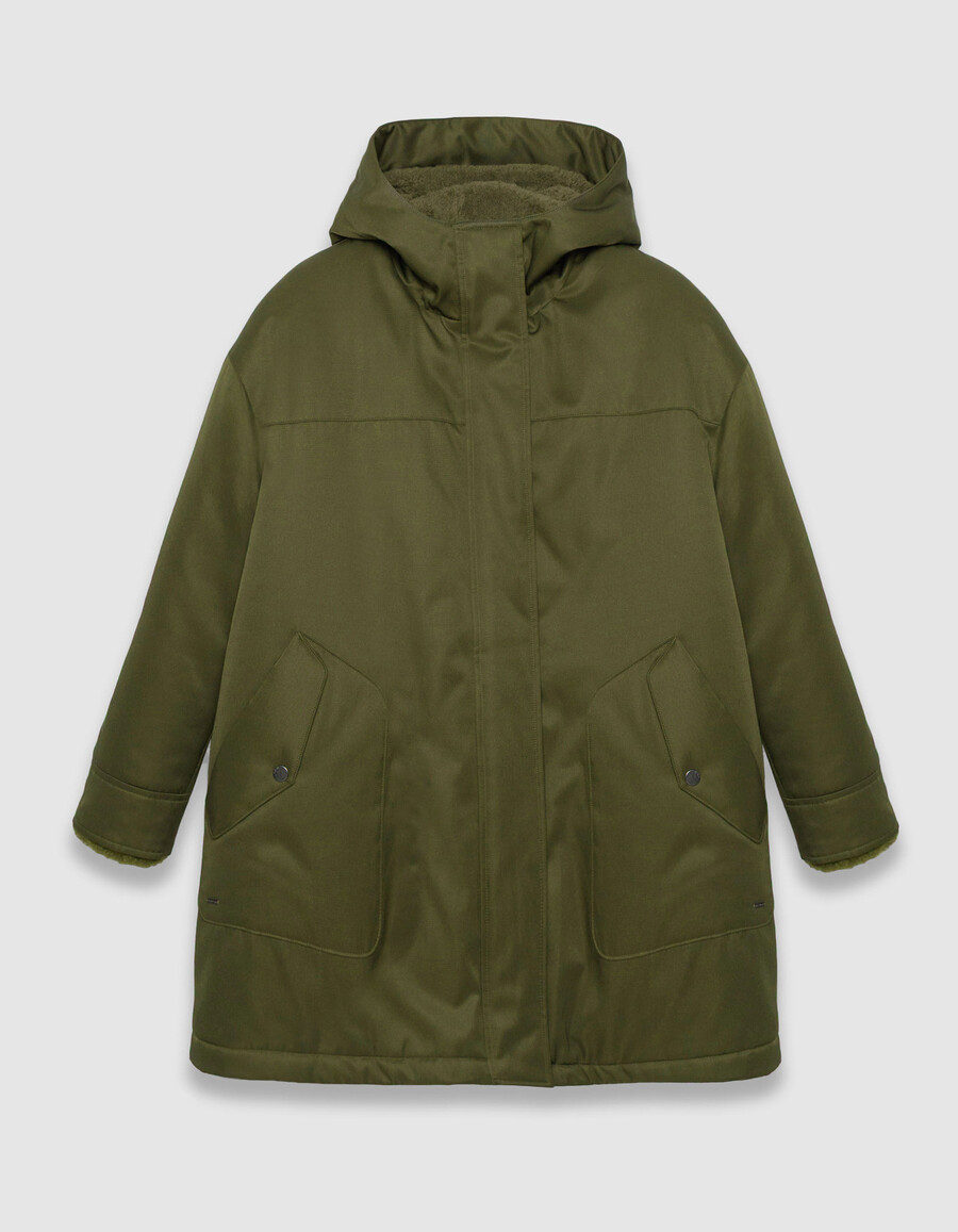 parka 3 in 1 e giacca imbottita reversibile color cachi da donna